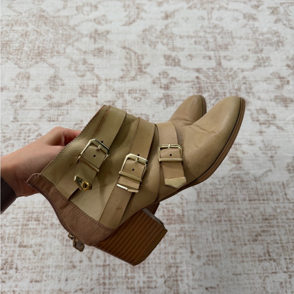 Forever 21 Beige Ankle Boots with Buckles